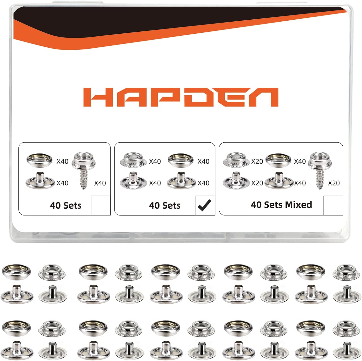 230816015545350_1 160 pcs snap Buttons,snap Fasteners kit 15mm Stainless Steel Snaps Marine Grade Boat Canvas Snaps,3/8" Socket Metal Snaps for Clothing Leather Boat Cover Fabric (Regular) - Image 1